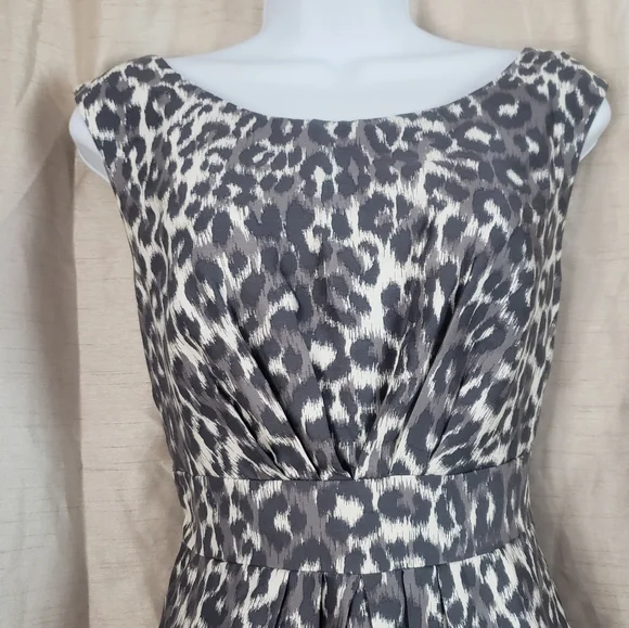 NWOT Kate Spade gray leopard print silk fit & flare dress Womens 4 - Picture 9 of 10